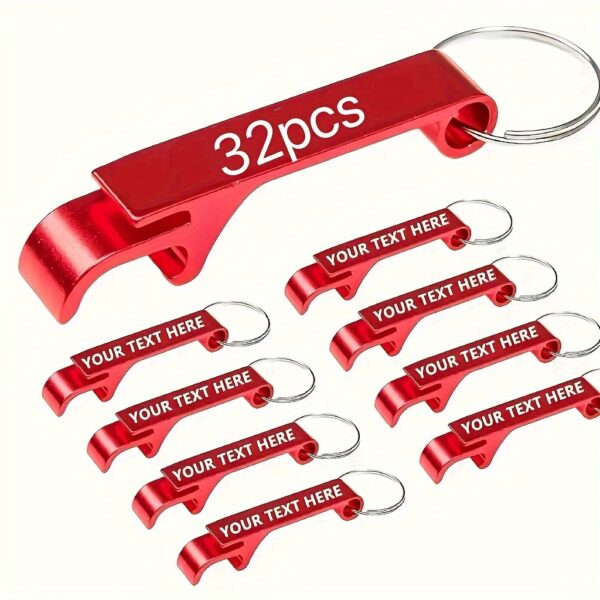 32pcs Customizable Metal Bottle Opener Keychains - Personalized Engraved Text, Durable Lightweight Design for Weddings, Bars, Business Events & Promotional Gifts, Keychain Accessories, Event Favors, Modern Keychain, Lightweight Keychain - Image 9