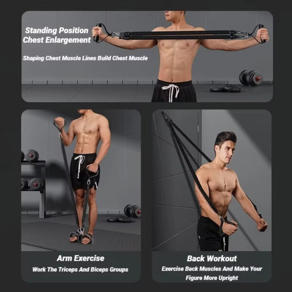 [Adjustable Tension Bands] Multi-Functional Adjustable Tension Bands for Back, Abdomen & Abs | Stackable Design, Durable Construction, Strength Training | Black, Home Gym Equipment for Men & Women - Image 8