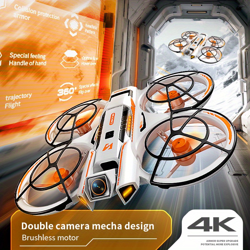 FPV Drone with Professional 4K Dual Camera - GPS Drone, Brushless Motor, One-Touch Takeoff/Landing, 15 Min Flight Time, Optical Flow Positioning, Wi-Fi/APP/Infrared, for Aerial Photography, Racing, Vlogging - Ideal Gift for Adults & Drone Enthusiasts, High Quality Drone, Vlogging Equipment, Highquality Construction, Outdoor Adventure, Stylish Design, Stable Flight, Tech Lovers