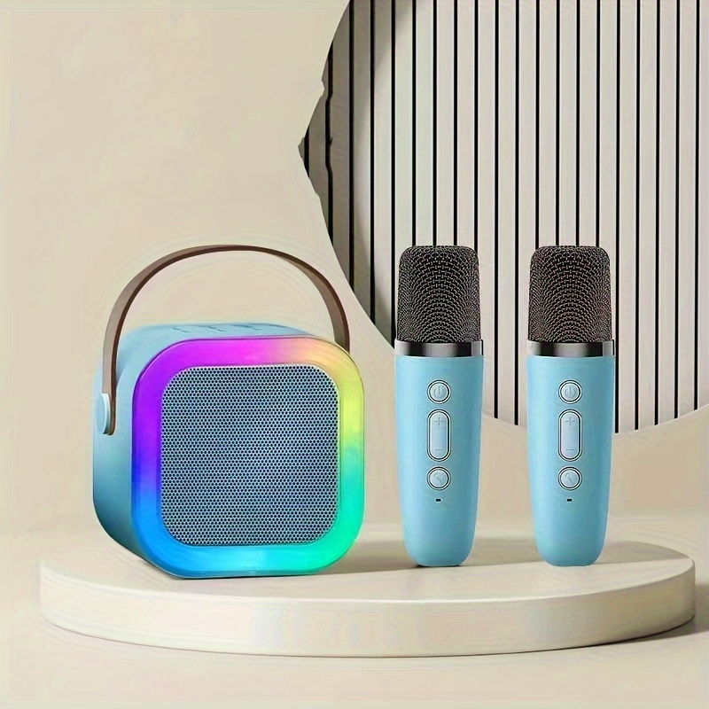 3pcs Set Portable Mini Karaoke Machine with 2 One Wireless Microphone-USB Rechargeable, Suitable for Birthday Party and Family Entertainment, LED Light Karaoke Machine, Birthday Party, Family Gathering, Christmas Gift, Birthday Gift - Image 6