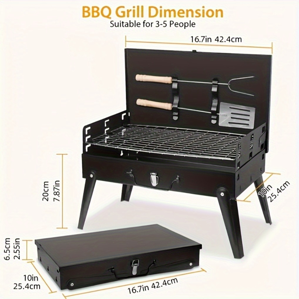 Portable Charcoal Grill, Adjustable Height Foldable Barbecue Grill, Durable And Compact, Easy to Clean, Perfect for Camping, Tailgating, And Outdoor Cooking - Image 10