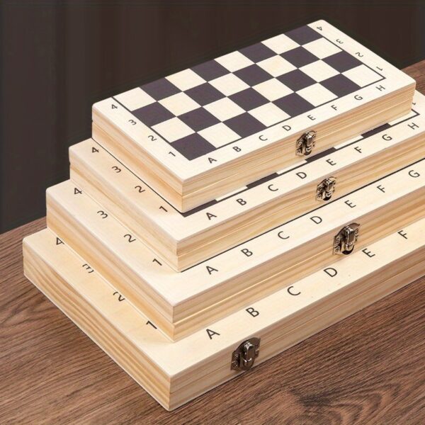 Chess Set, Three in One Board Games (Chess, Backgammon, Checkers), Foldable Storage Wooden Crate, Exquisite Handmade Chess, Adult And Youth Travel Games, Ideal Holiday Gifts. - Image 6