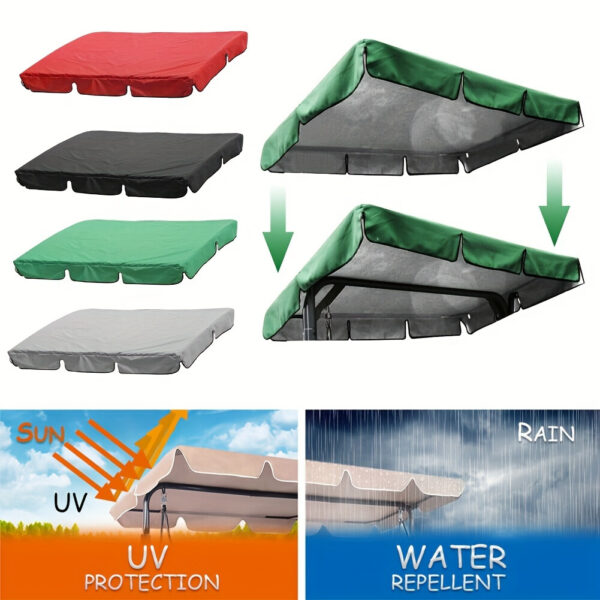 [UV-Protective Canopy] Waterproof Adjustable UV-Protective Swing Canopy | Breathable Mesh, Durable Plastic Frame 195x125cm for Outdoor Garden, Patio & Stroller Shade - Image 4