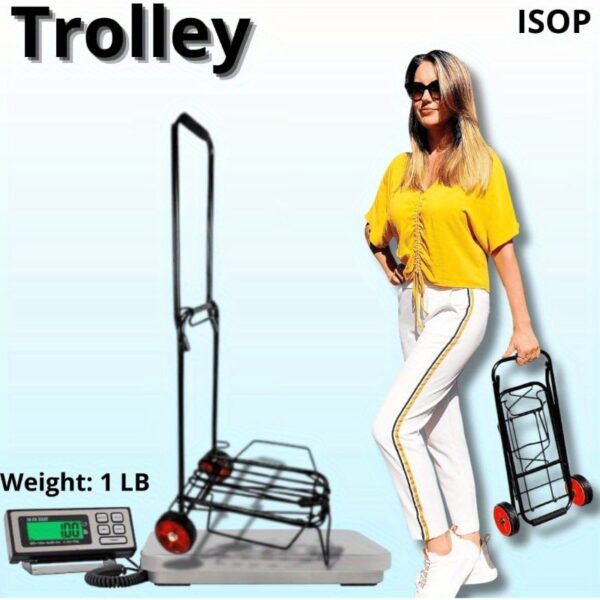 ISOP Heavy-Duty Folding Shopping Cart Dolly with 2 Swivel Wheels - Lightweight Portable Utility Trolley, Foldable Design, Sturdy Construction for Grocery, Warehouse, Office, Home - Space-Saving Heavy Loads, Warehouse Equipment, Compact Storage, Durable Plastic, Office Workers - Image 8