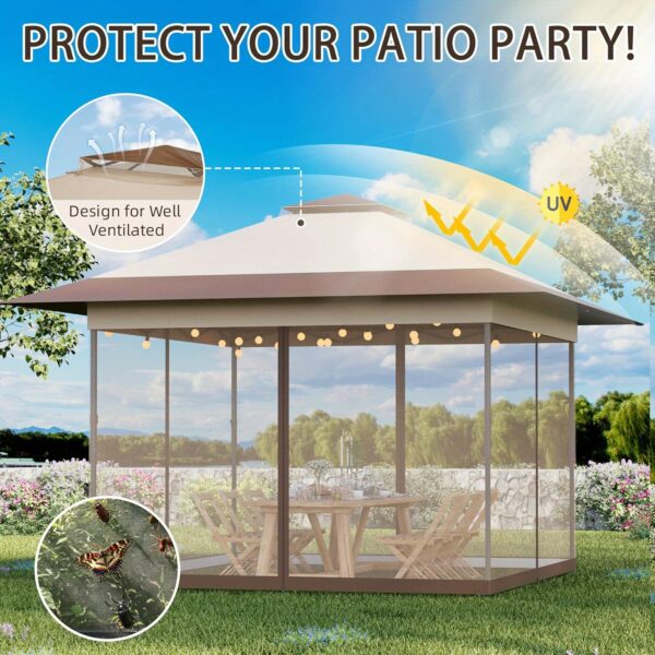 [13x13 Pop Up Gazebo] Bezseller 13x13 Pop Up Gazebo Tent | Water-Resistant Oxford Tarp Shelter with Mosquito Netting | Large Quick Set and Easy to Carry for Patio Garden Backyard Party - Image 4