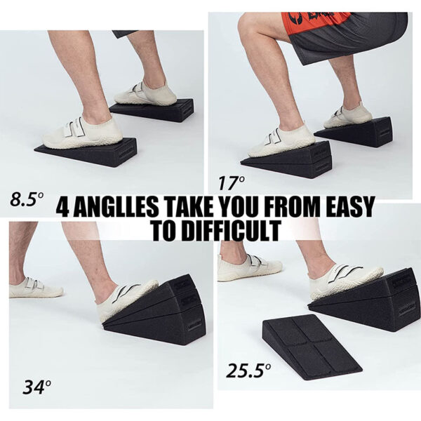 [3-Pack Squat Wedge Blocks] 3-Pack Squat Wedge Blocks - 12-Inch Universal Fit PP Material Leg Stretcher Foam Slant Boards for Squats, Calf Raises, Yoga, Knee Over Toe Workout Equipment - Black - Image 3