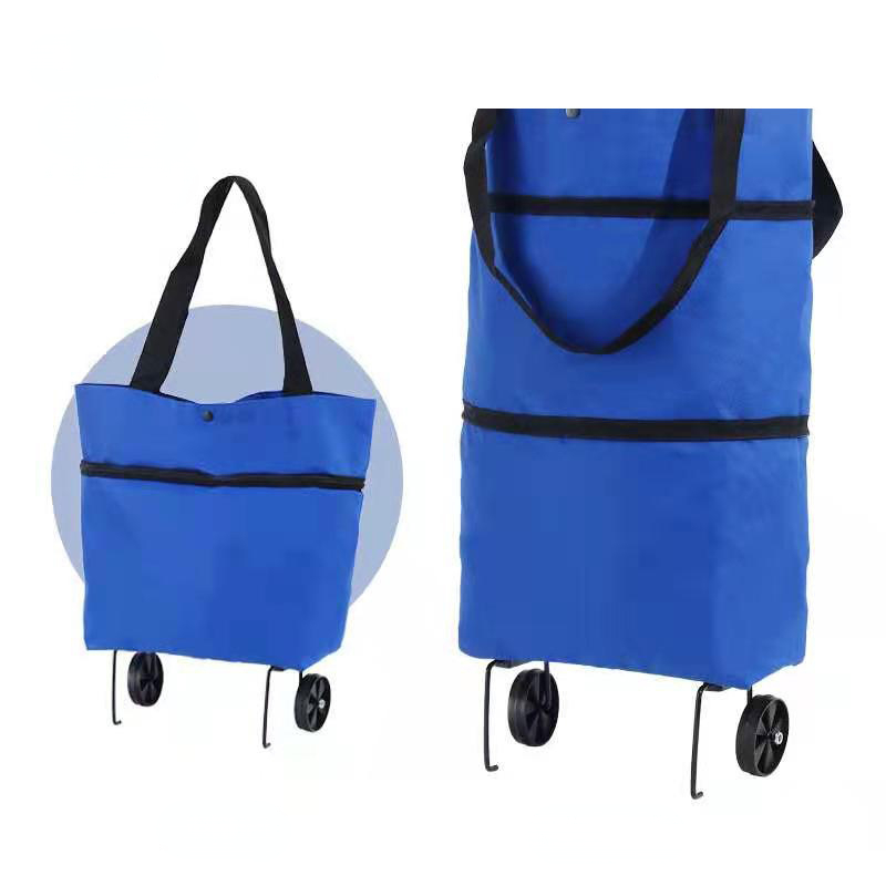 1pc Portable internet celebrity shopping bag, small trolley trailer, shopping cart with wheels, foldable, lightweight, express delivery, home pickup bag - Image 4