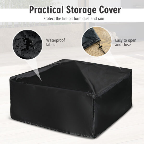[Fire Pit Table] LIFEZEAL 32" Outdoor Fire Pit Table | with BBQ Grill, Rain Cover & Safety Poker - Heavy-Duty Steel, Heat-Resistant Black Coating for Patio, Camping & Backyard Gatherings - Image 10