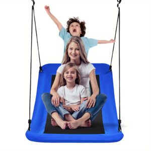 LIFEZEAL 700 lbs 60" Heavy-Duty Tree Swing for Kids & Adults - Blue Oxford Fabric & Steel Frame with 71" Adjustable Rope, Foam Padded - Backyard, Park, Playground Swing Chair - Easy Assembly, Lightweight (Over 3 Years), Backyard Playset, Comfortable Seating, Durable Construction