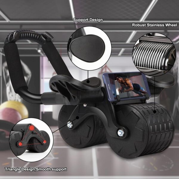 [Automatic Abdominal Roller Equipment] Universal Abdominal Roller with Automatic Rebound, 2-in-1 Core Training Equipment with Elbow Support, Home Fitness Gear, Uncharged, No Battery Required, Durable Silicone, Spandex, PVC Material - Image 3