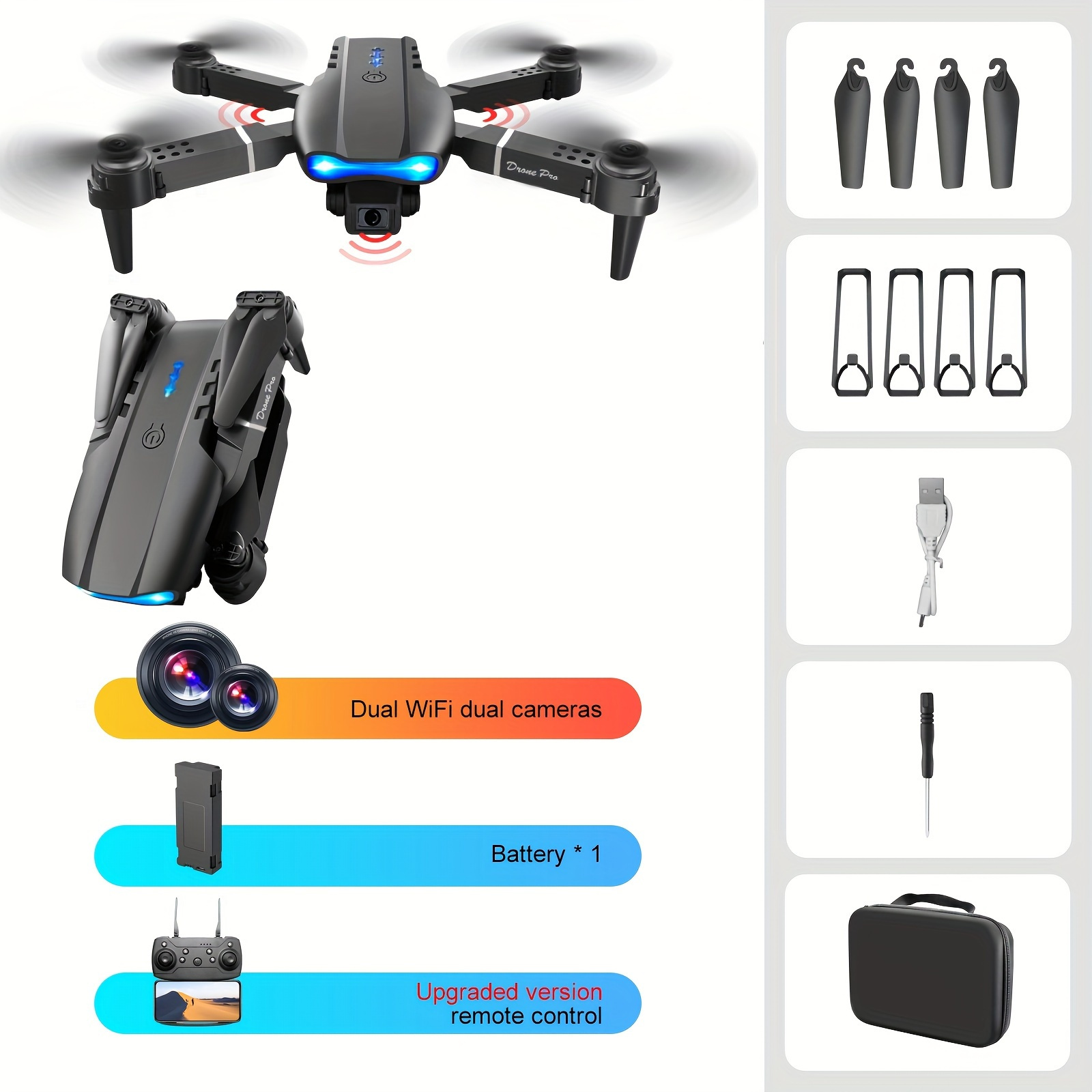 E99 Foldable RC Drone with Dual Camera, Beginner-Friendly UAV for Indoor & Outdoor Use, Wi-Fi Enabled, Rechargeable Battery, Compact Design, Perfect Gift for Halloween or Christmas, Indoor Flying | Compact Drone | Dual Camera Drone, Best for Christmas - Image 4