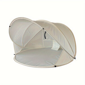 Oval Pop-Up Sun Shelter for Beach, Picnic & Camping, Polyester Fabric, Normal Waterproof, Breathable Mesh, with Fiberglass Bracket, Steel Frame, Zipper Closure, for 14+ Age Group