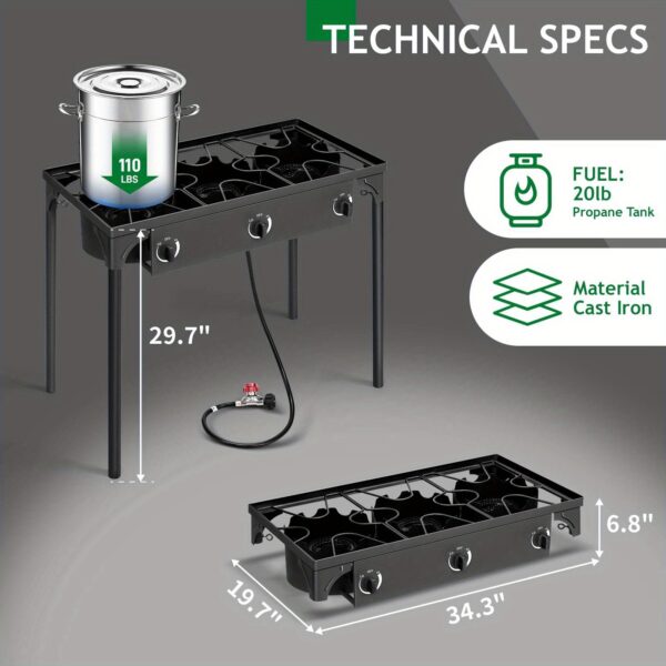 [Propane Outdoor Grill] 3/2/1 Burner Gas Propane Stove - Outdoor Camping Picnic Grill - For Outdoor, Garden, Gathering, Party - Image 2