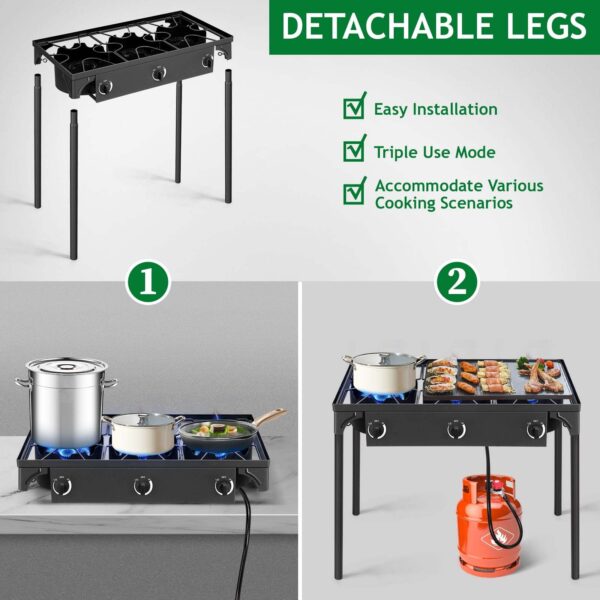 [Propane Outdoor Grill] 3/2/1 Burner Gas Propane Stove - Outdoor Camping Picnic Grill - For Outdoor, Garden, Gathering, Party - Image 3