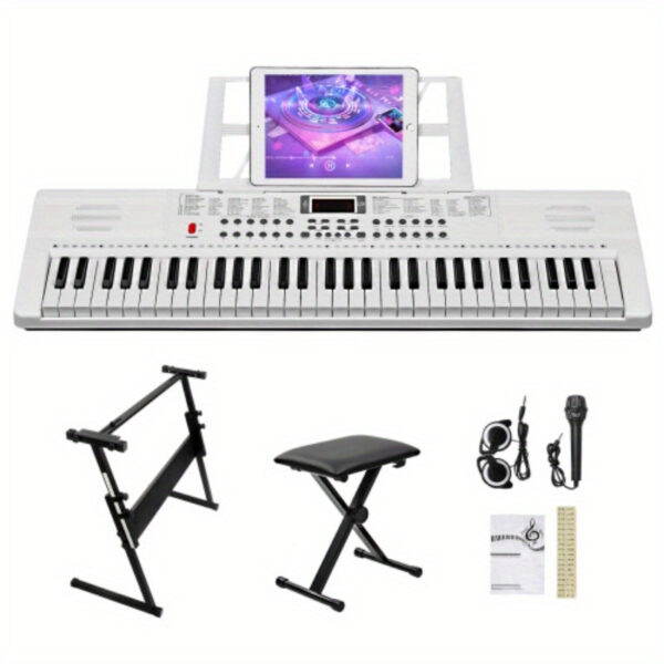 GEP - 110S01 Pink 61 - Key Lighting Keyboard Set - with Stand, Bench, Built - in Speakers, Headphone, Microphone & Music Rest - 3 Teaching Modes for Beginners - Image 7