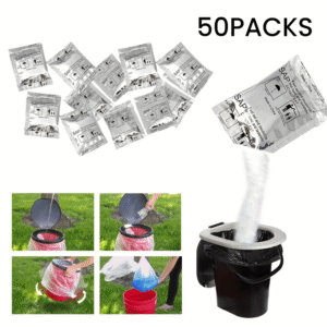 [Quick Resin Gel] 50-Pack Quick Absorbent Resin Gel Pouches | Sanitation & Emergency Deodorizer for Camping & Outdoor Use - Portable Toilets