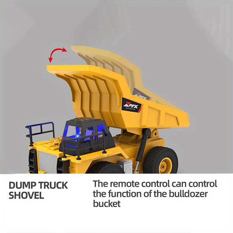 1:24 Scale Remote Control Dump Truck with Light-5 Channels, Rechargeable Battery, Perfect Gift for Birthday, Halloween and Christmas - Image 2
