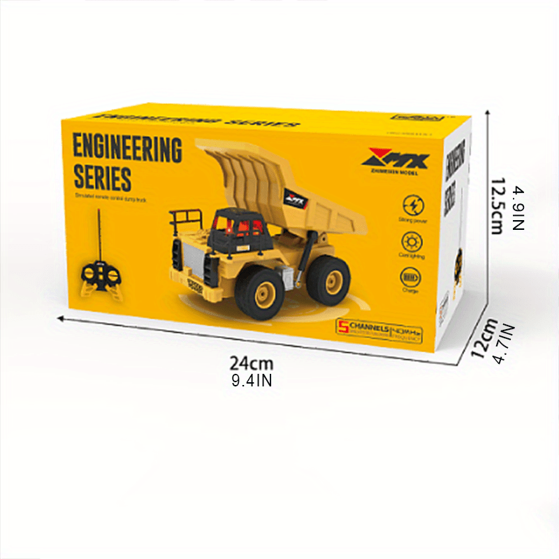 1:24 Scale Remote Control Dump Truck with Light-5 Channels, Rechargeable Battery, Perfect Gift for Birthday, Halloween and Christmas - Image 4