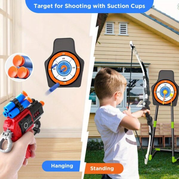 VATOS 2 Pack Bow and Arrow Toy for 5 6 7 8 9 10 11 Year Old Boys Girls, Light Up Archery Toy With Cup Suction Standing Target & 29 IN Dart Board, Indoor Outdoor Activity Toys Birthday - Image 3