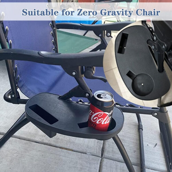 [Durable Zero Gravity Chair] Two-Position Zero Gravity Chair Cup Holder | Durable Zero Gravity Chair Tray with Phone Slot and Cup Holder Notch, Folding Beach Lounger Chair with Zero Gravity Clip Tray/Table, Foldable Chair Cup Holder Drink Tray - Image 4
