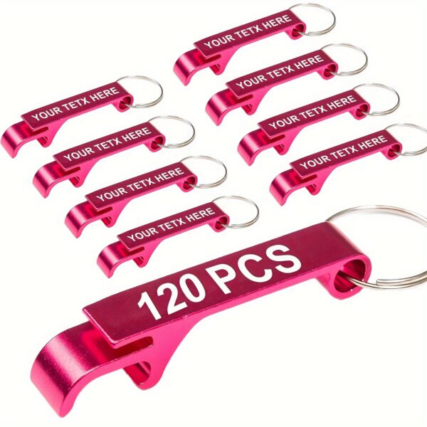 120pcs Personalized Metal Bottle Opener Keychains - Durable Aluminum, Customizable Text, Multiple Colors Available (Blue, Black, White, Red, Green, Purple, Orange) - Perfect for Parties, Valentine'S Day, Graduation Ceremonies, and Birthday Gifts, Stylish Metallic Finish | Premium Craftsmanship - Image 4