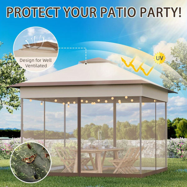 [Water-Resistant | Pop Up] Bezseller 11x11 Water-Resistant Pop Up Gazebo Tent | Mosquito Netting, Outdoor Canopy Tent, Large Quick Set and Easy to Carry | Oxford Tarp Shelter for Patio Garden Backyard - Image 4