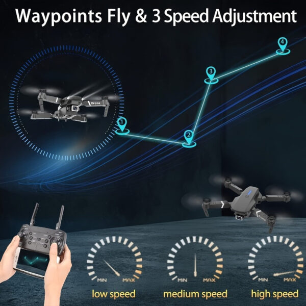 Beginner-Friendly Drone | 1080P HD Folding Quadcopter with Voice Gesture Control | Wireless Remote, One-Touch Takeoff/Landing | Optical Flow Positioning Mode | Includes Portable Case | Ideal for Outdoor Use, High-Quality Drone - Image 5