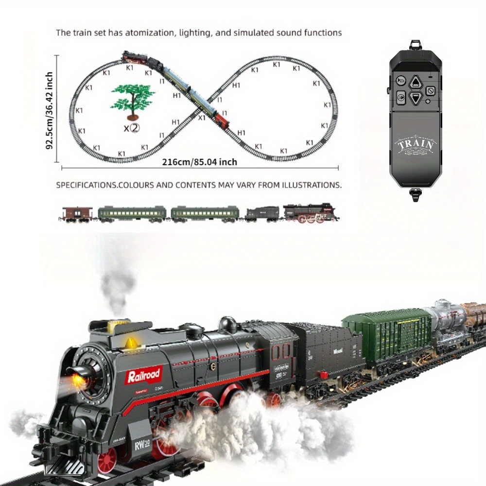 Electric Train Set for Kids Ages 3+ Real Smoke LED Lights Train Sounds Interactive Bridge Track Long-Lasting Battery Parent-Child Play Collectible Toys Christmas Birthday Gifts for Boys Girls - Image 11
