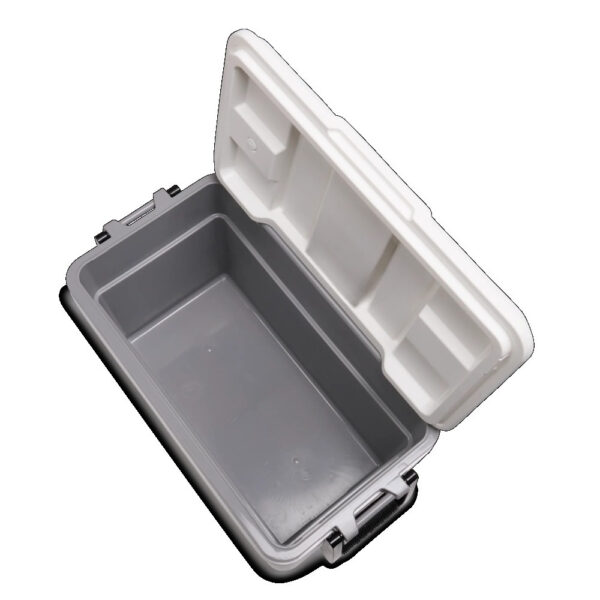 White Portable Outdoor Cooler with Black Handles - Insulated Marine Refrigerator for Camping, Picnics, and Beach Trips, Food-Safe Design, Cooler for Camping, Picnic Essentials, Stylish Cooler, Durable Construction - Image 2