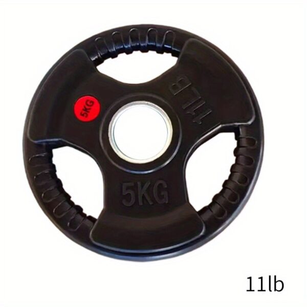 Universal Rubber Coated Barbell Plate, 5.51lbs/11.02lbs/22.05lbs - Black, Durable Home Fitness Equipment, Non-Damaging to Floor - Image 5