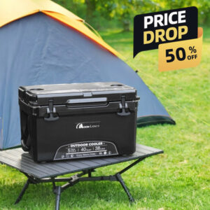 MOON LENCE Heavy-Duty Hard Cooler Box - Large 23/38 Liter Camping Cooler with 5-Day Cooling Retention, Heavy-Duty Construction, Stable Design - for Outdoor, Camping, Tailgating, Parties - Ideal for Home and, Outdoor Cooling Storage, Sleek Rectangular Cooler, Sturdy Handle Feature