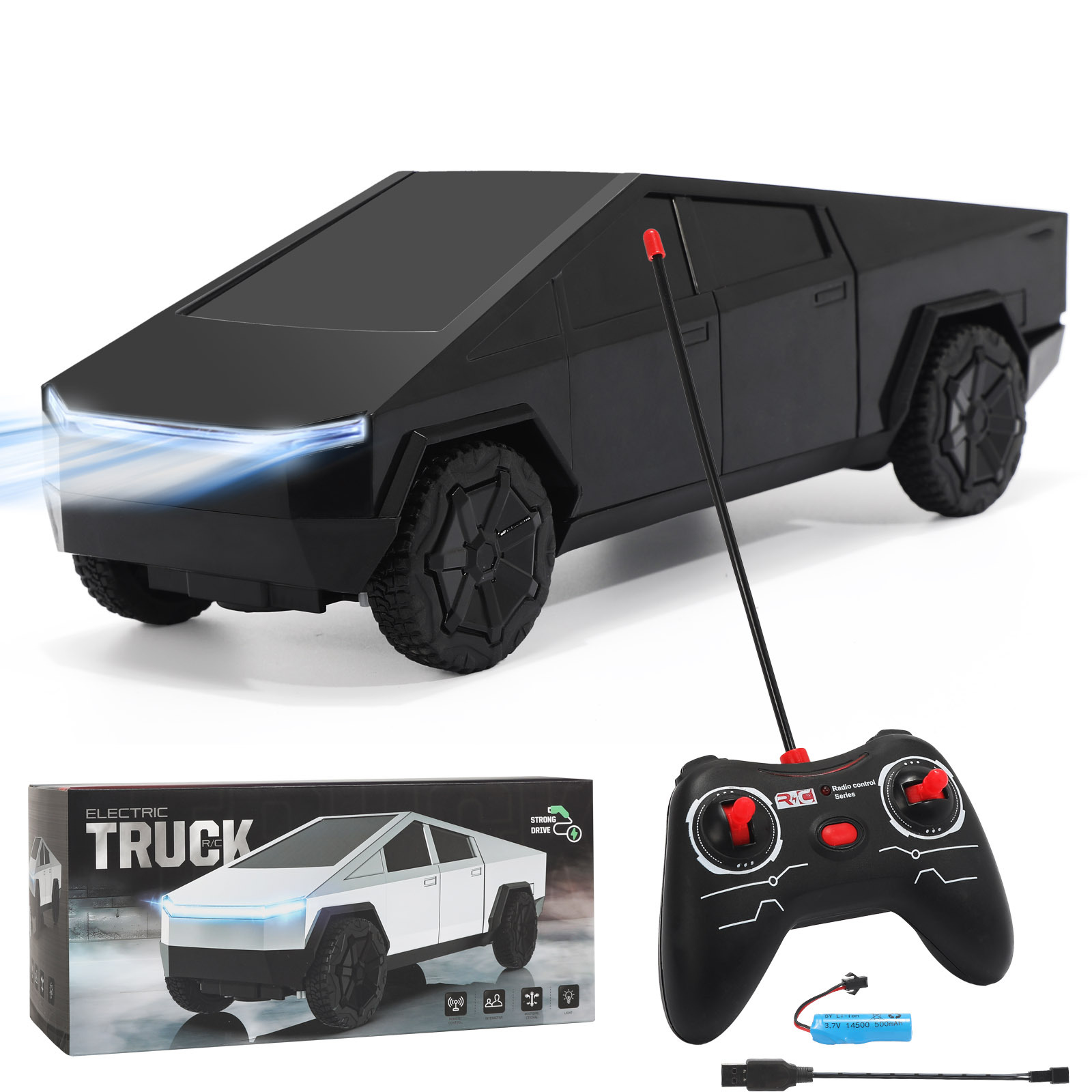 Cyber Truck Toy Remote Control Pickup Truck, 1/24 Scale Racing Cybertruck Model, Rechargeable Battery & Light and Loadspace, for Adults and Boys