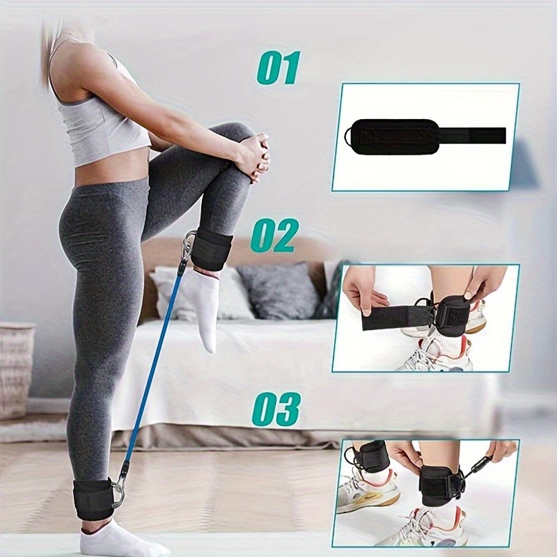 2/5pcs Fitness Rope Set, Leg Kicking Resistance Band Hip and Thigh Strength Training Ankle Strap Ties for Bodybuilding Pull-Up Rope - Image 6