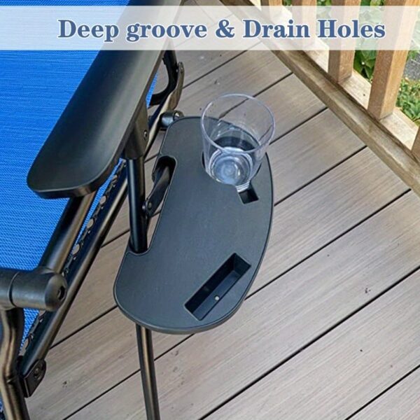 [Durable Zero Gravity Chair] Two-Position Zero Gravity Chair Cup Holder | Durable Zero Gravity Chair Tray with Phone Slot and Cup Holder Notch, Folding Beach Lounger Chair with Zero Gravity Clip Tray/Table, Foldable Chair Cup Holder Drink Tray - Image 6