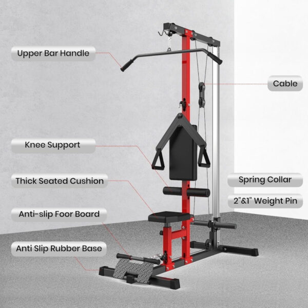 [EuKer All-in-One Iron] EuKer 1pc All-in-One Iron Multi-Function Cable Machine - Adjustable Pulleys, Leg Support, and Seat Pad for Home Gym LAT Pulldown and Rowing Station Full Body Workout - Image 2