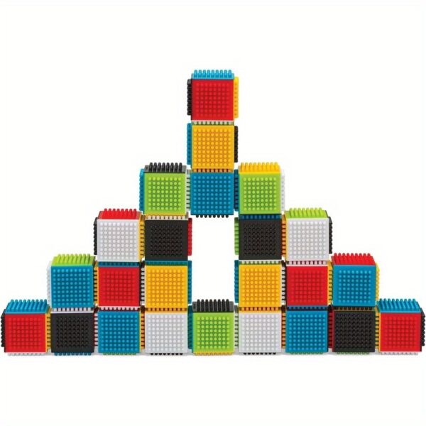 Infantino 24pcs Multicolor Press & Stay Sensory Blocks for Babies - Soft Silicone Building Blocks with Alphabet & Number Design, Non-Toxic Educational Toys for Motor Skills Development, Toddler Toy Building Blocks, Playful Design, Safe Infant Material, Without Battery