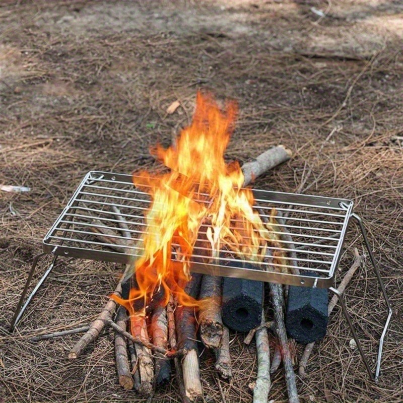 Portable Stainless Steel Camping BBQ Grill, Foldable Barbecue Grill, Suitable for Outdoor Camping, Picnics, and Fishing, 2 Styles Available, Non-Contact Food - Image 4
