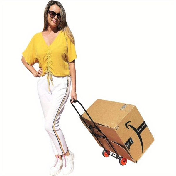 ISOP Heavy-Duty Folding Shopping Cart Dolly with 2 Swivel Wheels - Lightweight Portable Utility Trolley, Foldable Design, Sturdy Construction for Grocery, Warehouse, Office, Home - Space-Saving Heavy Loads, Warehouse Equipment, Compact Storage, Durable Plastic, Office Workers - Image 6