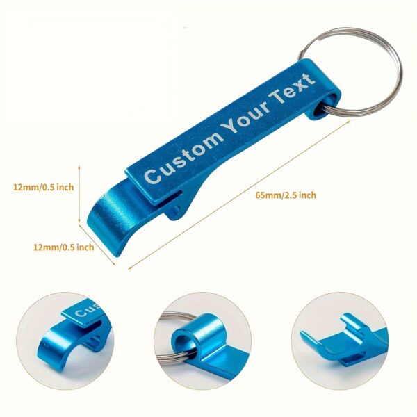 120pcs Personalized Metal Bottle Opener Keychains - Durable Aluminum, Customizable Text, Multiple Colors Available (Blue, Black, White, Red, Green, Purple, Orange) - Perfect for Parties, Valentine'S Day, Graduation Ceremonies, and Birthday Gifts, Stylish Metallic Finish | Premium Craftsmanship - Image 7
