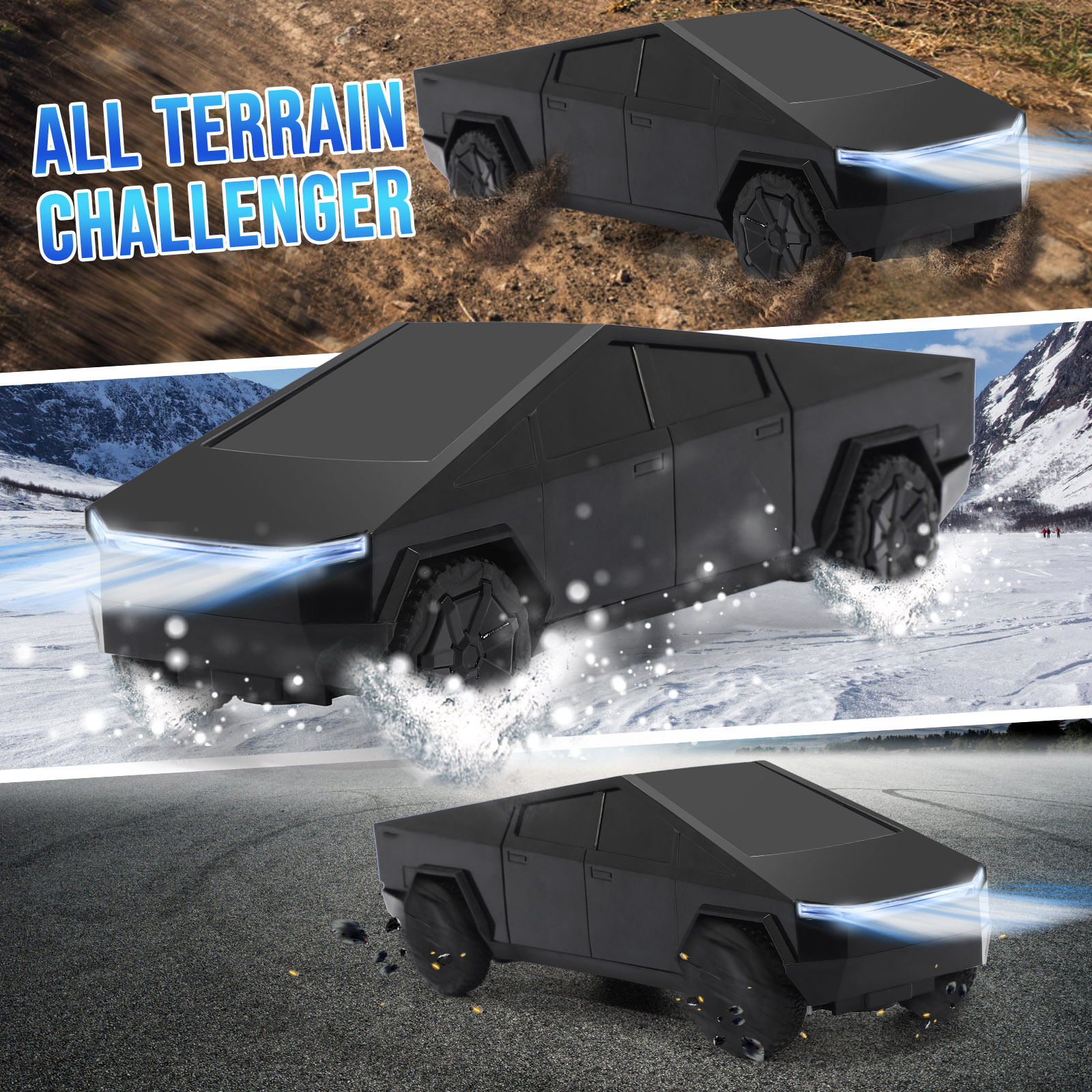 Cyber Truck Toy Remote Control Pickup Truck, 1/24 Scale Racing Cybertruck Model, Rechargeable Battery & Light and Loadspace, for Adults and Boys - Image 2