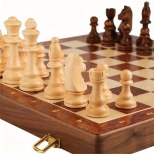 Chess Set - Foldable Board with Elegant Marble Design, Perfect Gift for Birthdays, Anniversaries, Christmas, Halloween, Easter, Hanukkah & Thanksgiving | Magnetic Chess Pieces and Board