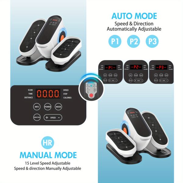 Under Desk Elliptical, Electric Seated Pedal Exerciser, 5 Automatic Modes + 15 Manual Speeds, White, Suitable for Leg Fitness Equipment for Teens, Seniors, and Adults - Image 4