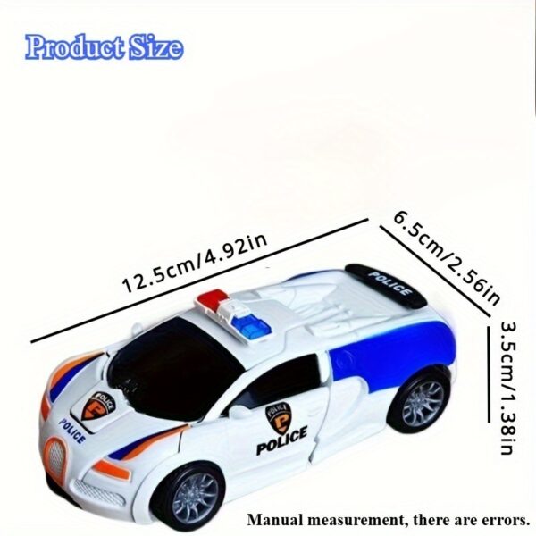 1pc Transforming Robot Car Toy - Shape-Shifting ABS Plastic Police Car to Robot with Mechanical Arms & Detailed Wheels, Fun Gift for Boys, Blue & White Design - Image 7