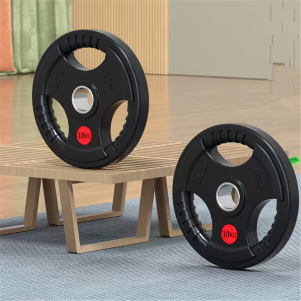 Universal Rubber Coated Barbell Plate, 5.51lbs/11.02lbs/22.05lbs - Black, Durable Home Fitness Equipment, Non-Damaging to Floor - Image 2