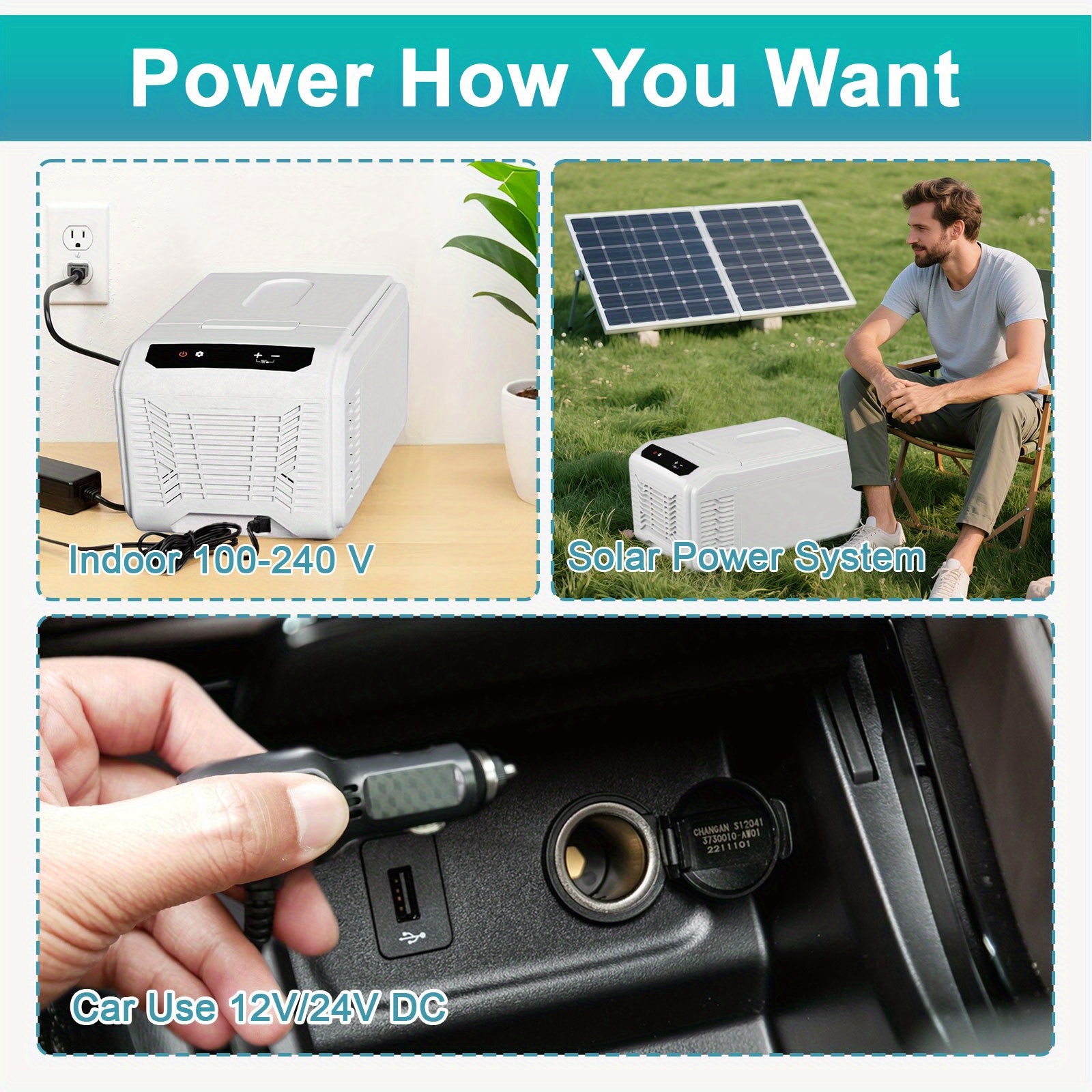 Upgraded 16QT Portable Compressor Car Fridge Freezer for RV Camping Home Use, 3-Way Charging (Solar/AC/DC), 15-Min Fast Cool to -4℉, ECO/MAX Dual Modes, 3-Level Battery Protection, LED Display & Cup Holders, Outdoor Food Storage, Efficient Cooling System, Home Refrigeration, Compact Refrigerator, Energyefficient System, Portable Refrigerator, Road Trippers - Image 6
