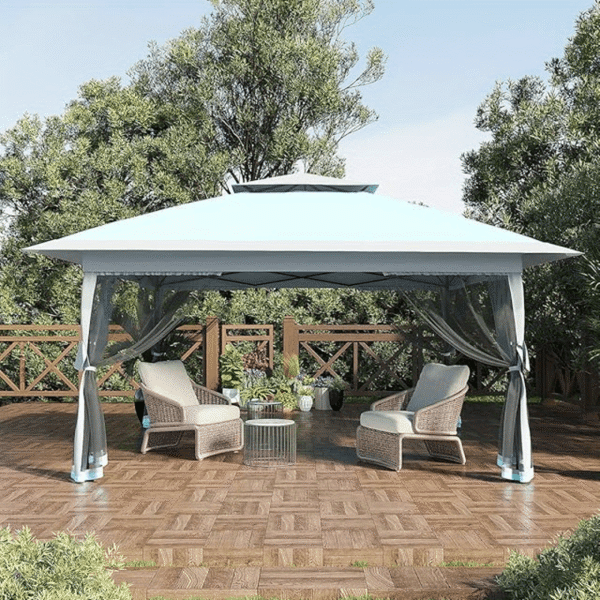 [13'x13' Gazebo] 13'x13' Double Rooftop Outdoor Gazebo | Quick Setup, High Quality, Durable Weather-Resistant Design, Gray Patio Canopy Tent for Backyard, Garden & Poolside - Image 7