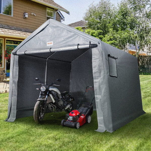 VEVOR Portable Shed Outdoor Shelter 8 x 14 x 7. 6ft Heavy Duty Instant Tent Tarp Sheds with Rollup Zipper Door and Ventilated Windows for Motorcycle Bike Garden Tools - Image 9