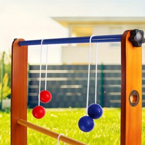 6pcs Ladder Toss Game Set - Durable PP Outdoor Throwing Balls in Vibrant Red/Blue Design, Includes Backyard Beach Games, Perfect for Family Parties and Backyard Activitie