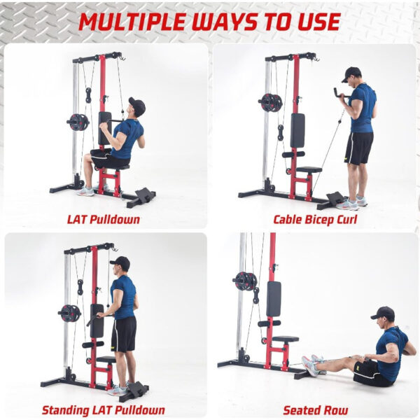 [EuKer All-in-One Iron] EuKer 1pc All-in-One Iron Multi-Function Cable Machine - Adjustable Pulleys, Leg Support, and Seat Pad for Home Gym LAT Pulldown and Rowing Station Full Body Workout - Image 6