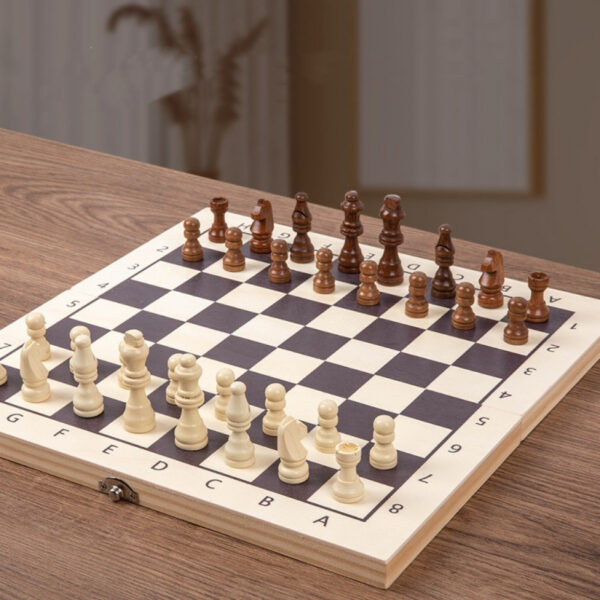 Chess Set, Three in One Board Games (Chess, Backgammon, Checkers), Foldable Storage Wooden Crate, Exquisite Handmade Chess, Adult And Youth Travel Games, Ideal Holiday Gifts. - Image 4